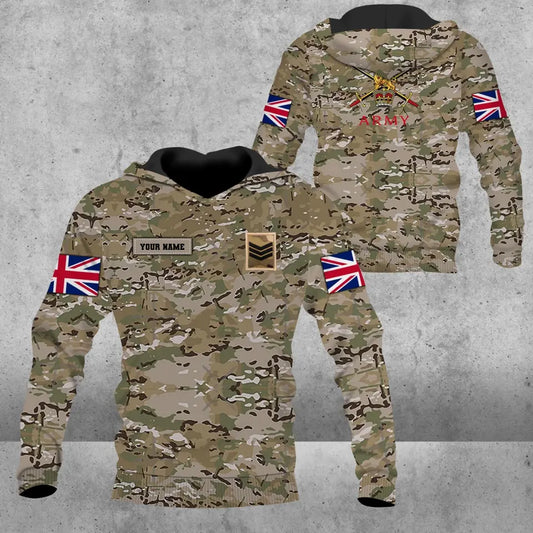 Personalized UK Soldier/ Veteran Camo With Name And Rank Hoodie 3D Printed - 1708230001