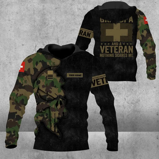 Sweat à capuche personnalisé avec nom et grade de soldat/vétéran suisse - 16921440