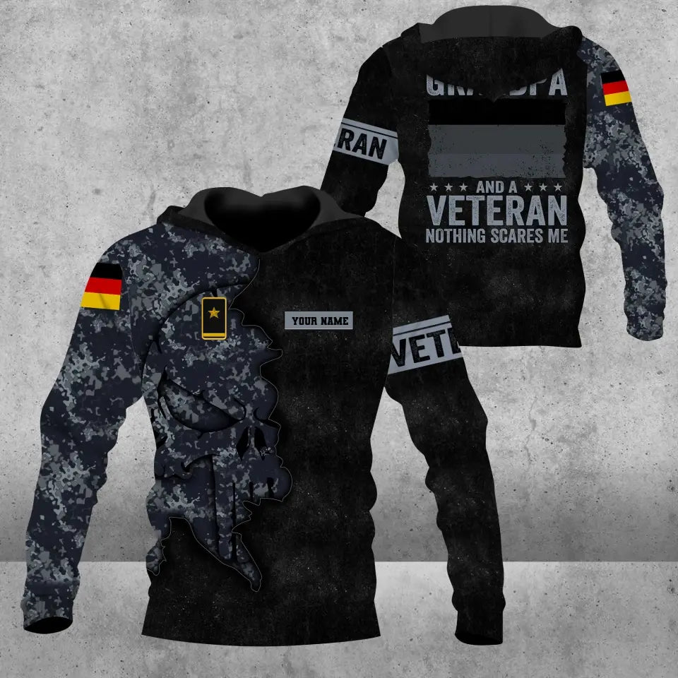 Personalized Germany Soldier/ Veteran Camo With Name And Rank Hoodie 3D Printed - 1608230001