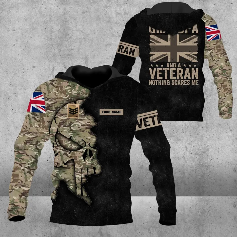 Personalized UK Soldier/ Veteran Camo With Name And Rank Hoodie 3D Printed - 1608230001