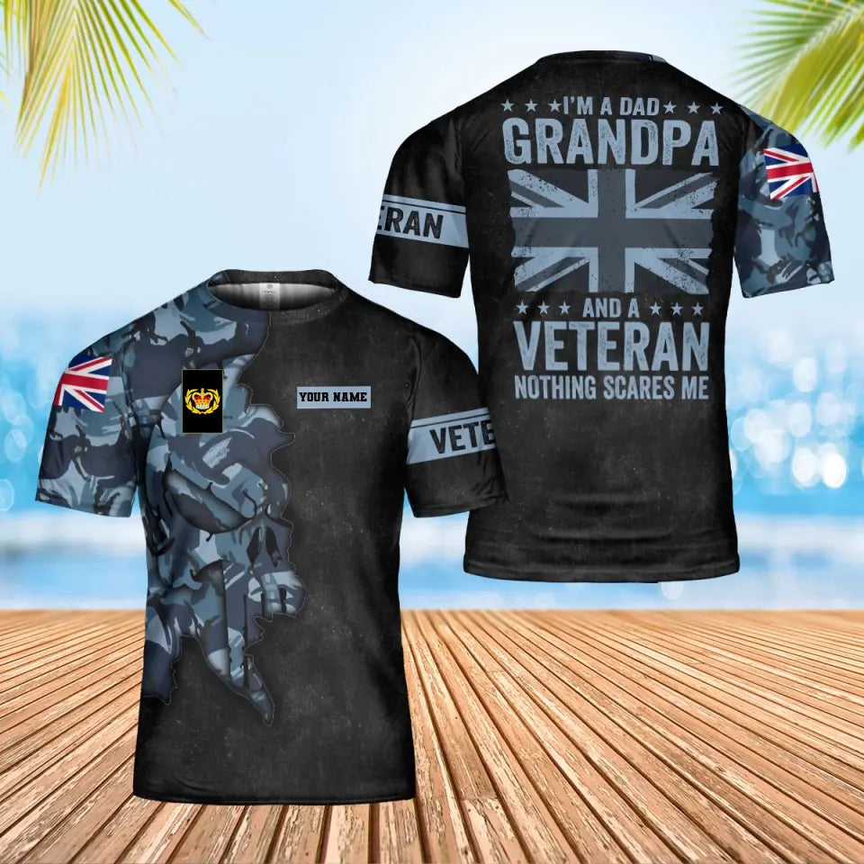 Personalized UK Soldier/ Veteran Camo With Name And Rank T-Shirt 3D Printed - 0302240003