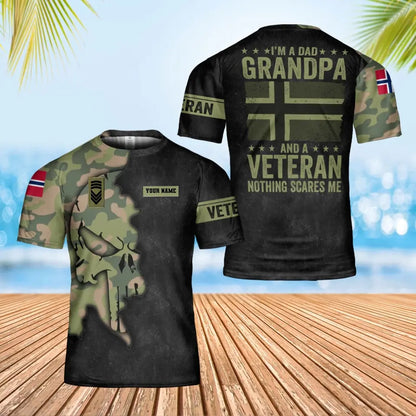 Personalized Norway Soldier/ Veteran Camo With Name And Rank T-shirt 3D Printed - 0502240002