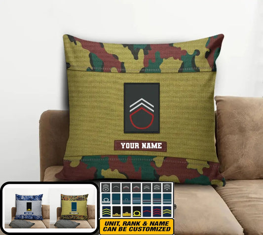 Personalized Belgium Soldier/ Veteran Camo With Name And Rank Pillow 3D Printed - 1508230001