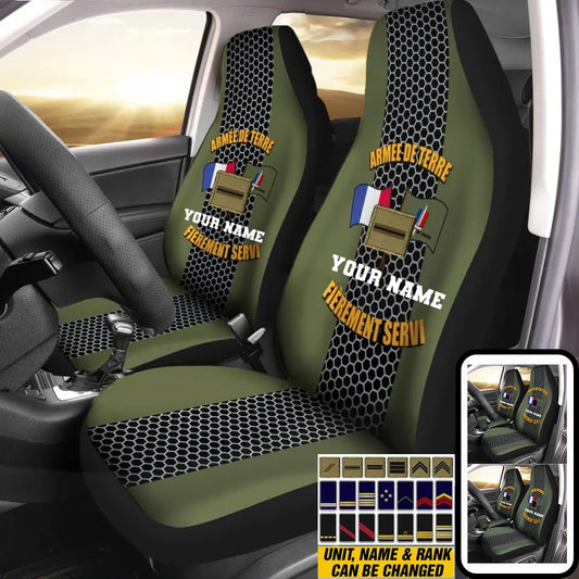 Personalized France Soldier/ Veteran Camo With Name And Rank Car Seat Covers 3D Printed - 2208230001
