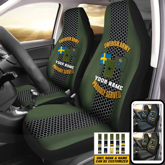 Personalized Sweden Soldier/ Veteran Camo With Name And Rank Car Seat Covers 3D Printed - 2208230001