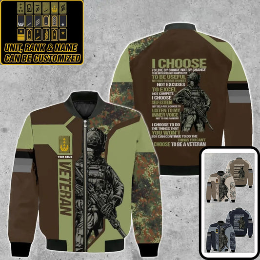 Veste de bombardier personnalisée avec camouflage soldat/vétéran allemand avec nom et grade, imprimée en 3D - 2908230001