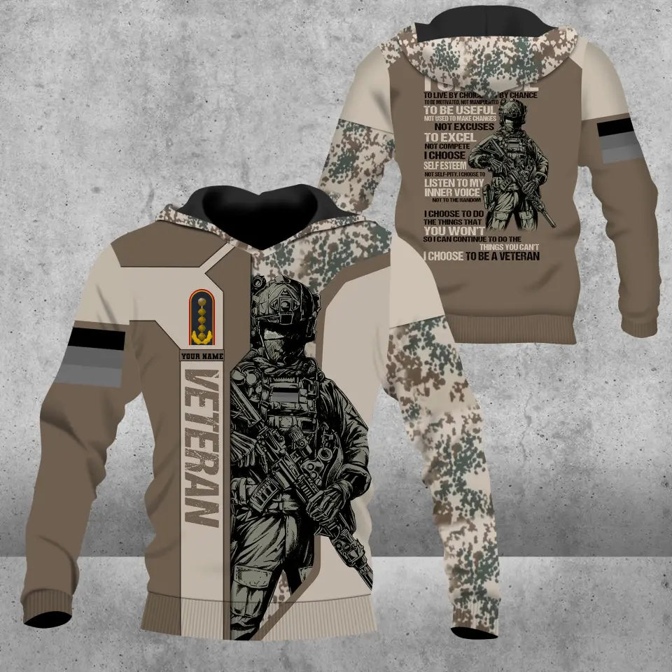Personalized Germany Soldier/ Veteran Camo With Name And Rank Hoodie 3D Printed - 2908230001
