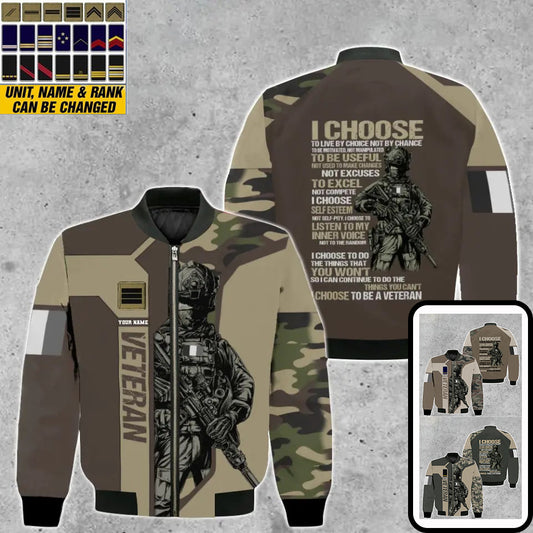 Personalized France Soldier/ Veteran Camo With Name And Rank Bomber Jacket 3D Printed - 2908230001