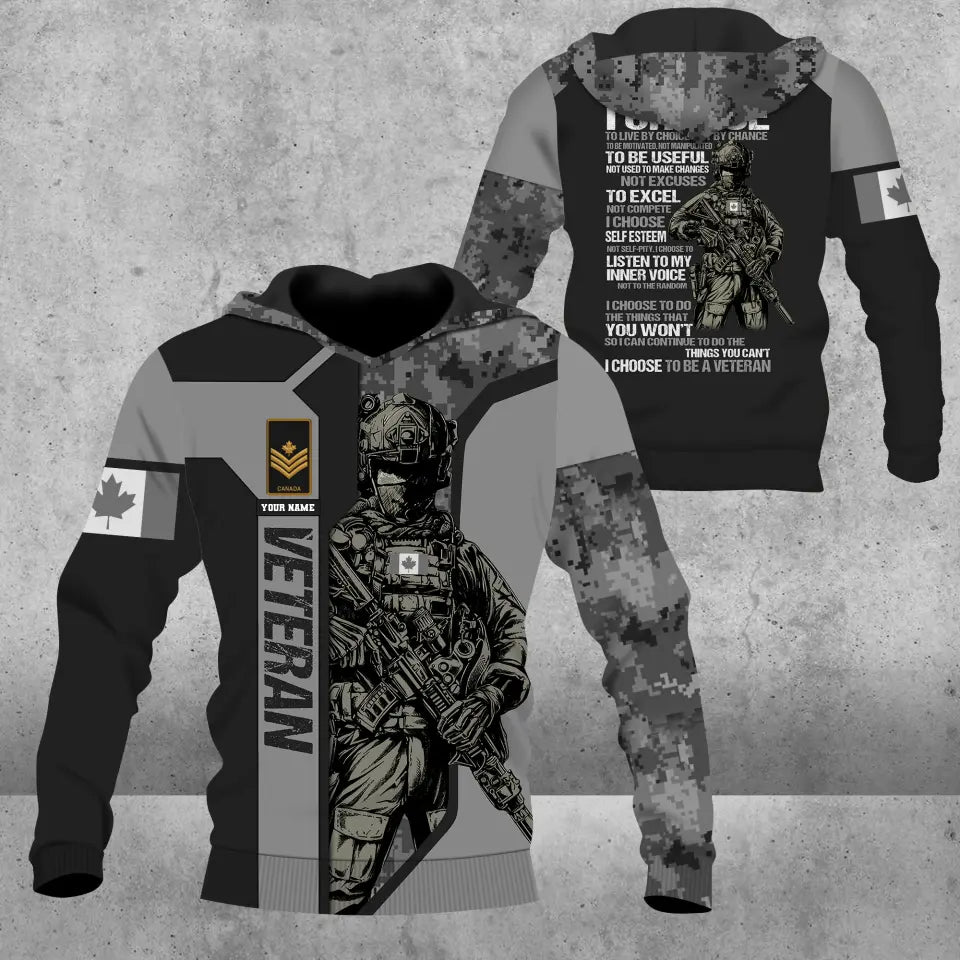 Personalized Canada Soldier/ Veteran Camo With Name And Rank Hoodie 3D Printed - 2908230001