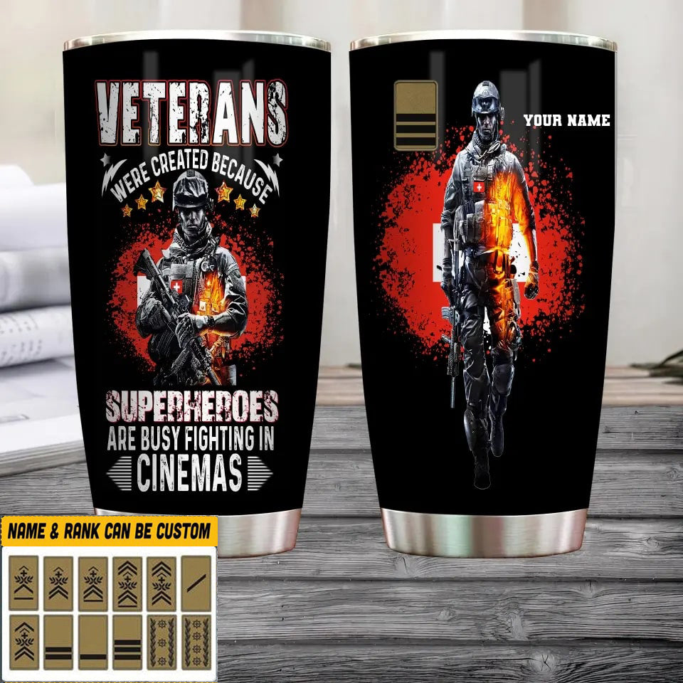 Personalized Swiss Veteran/ Soldier With Rank And Name Camo Tumbler All Over Printed - 16933536