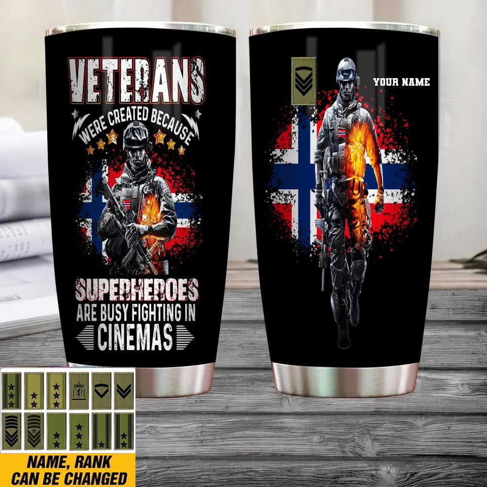 Personalized Norway Veteran/ Soldier With Rank And Name Camo Tumbler All Over Printed - 3008230001