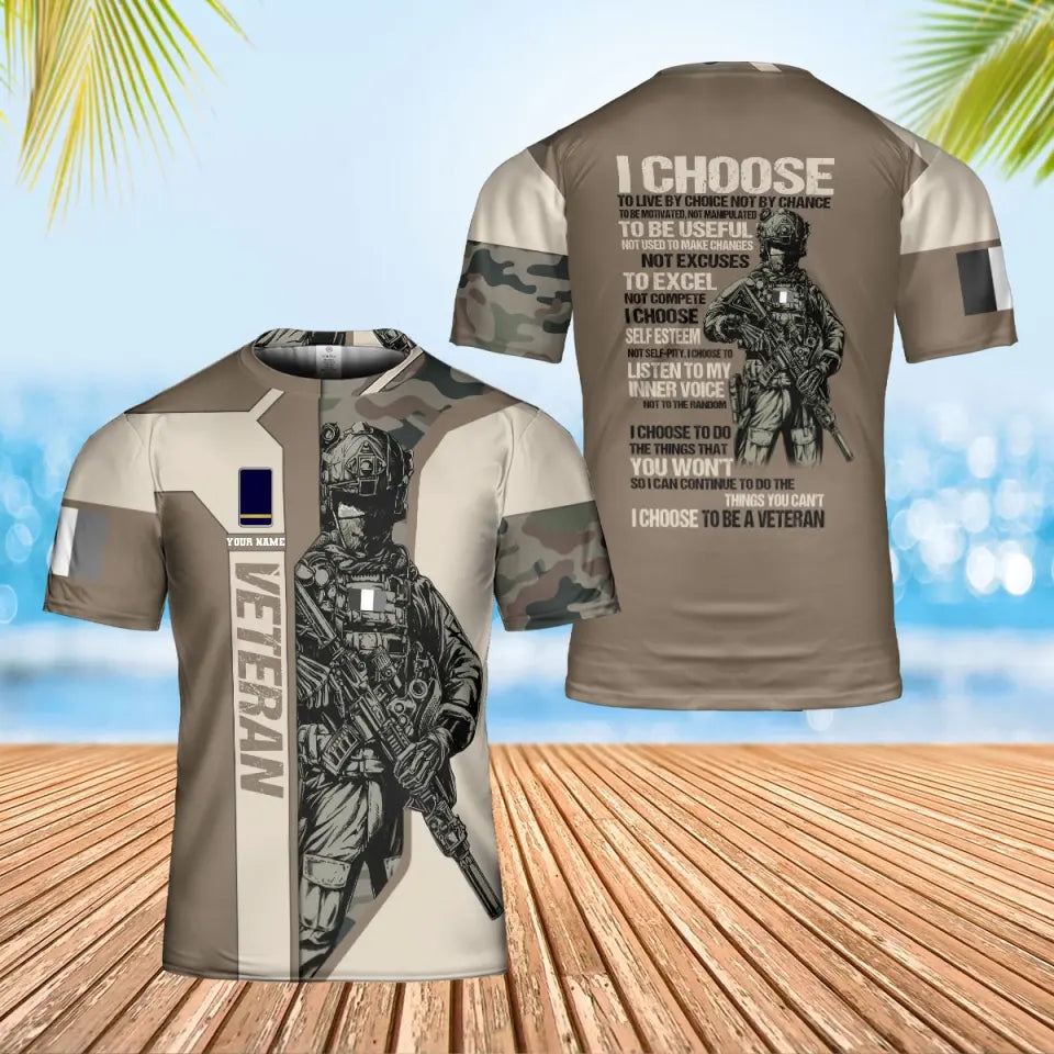 Personalized France Soldier/ Veteran Camo With Name And Rank T-Shirt 3D Printed - 1901240001