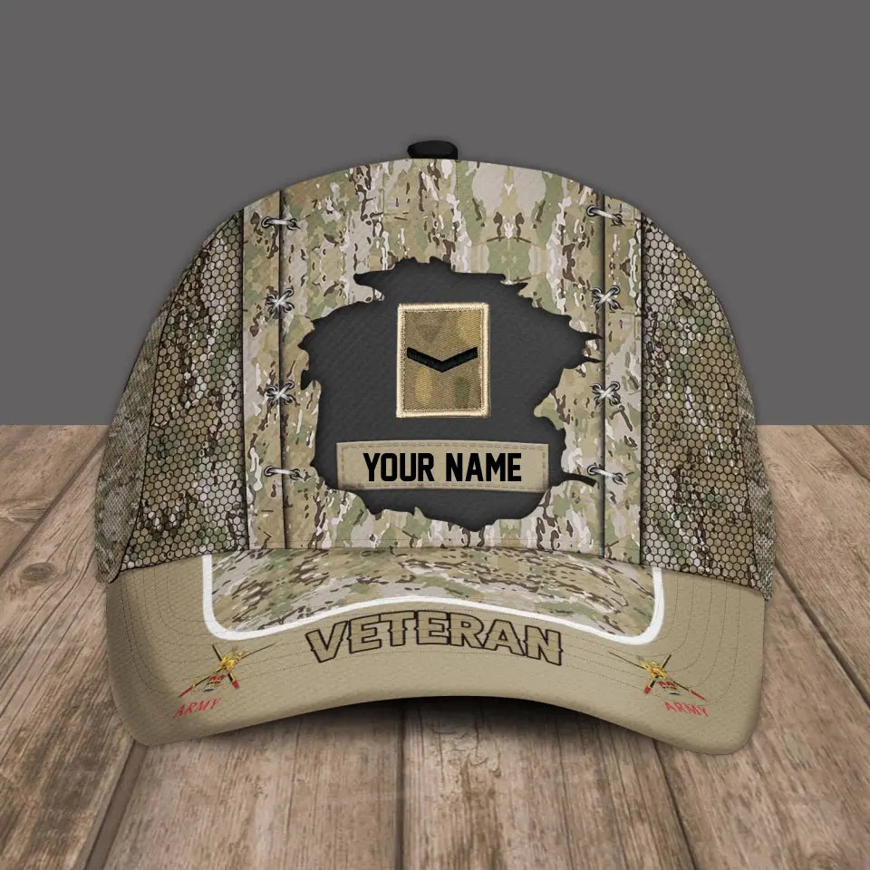 Personalized Rank And Name UK Soldier/Veterans Camo Baseball Cap - 3107230003