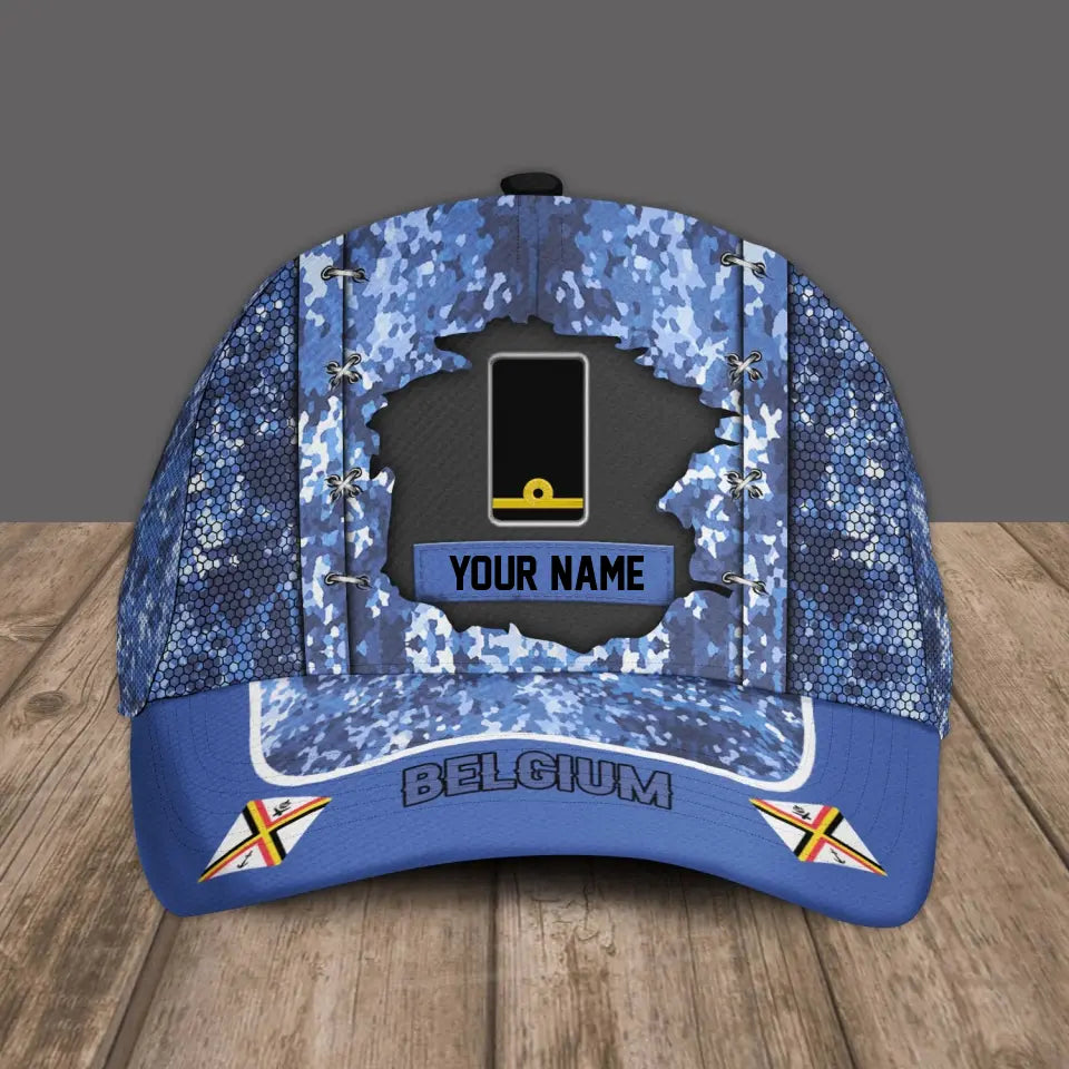 Personalized Rank And Name Belgium Soldier/Veterans Camo Baseball Cap Gold Version - 3108230001