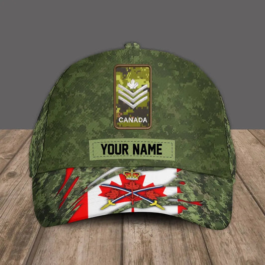 Personalized Rank And Name Canadian Soldier/Veterans Camo Baseball Cap Gold Version - 3108230001