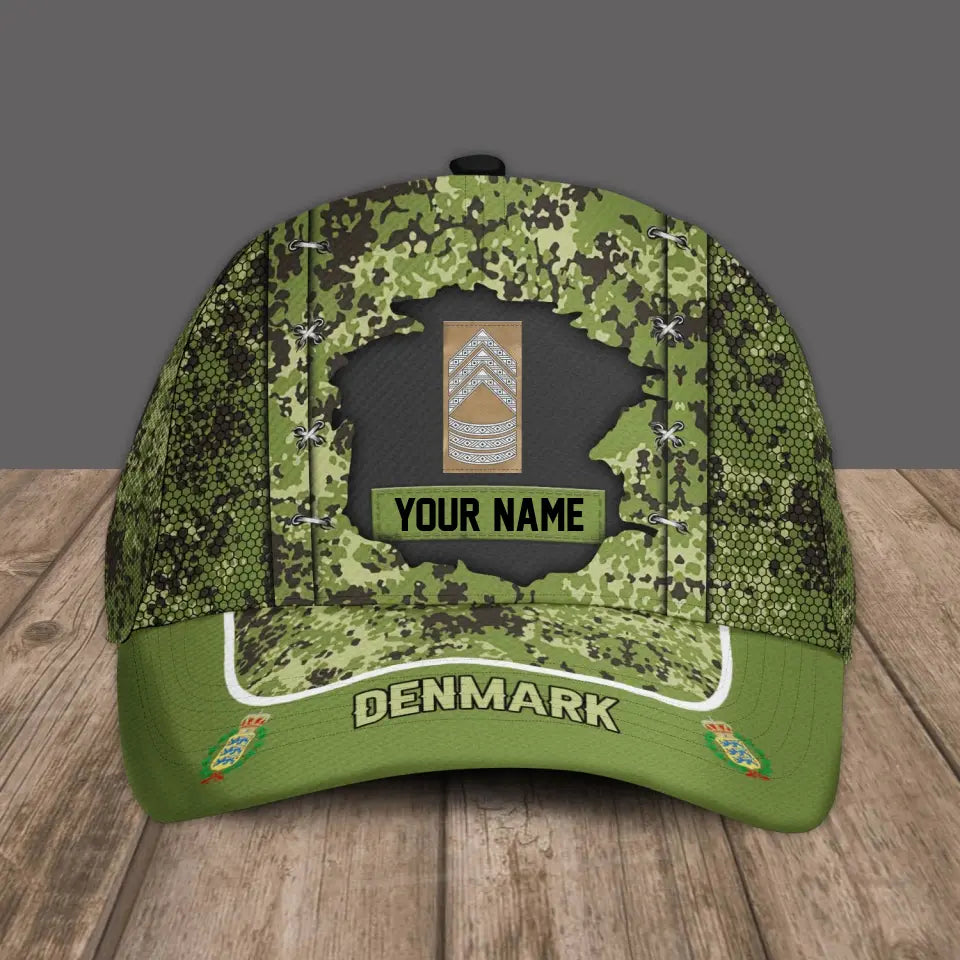 Personalized Rank And Name Denmark Soldier/Veterans Camo Baseball Cap - 3108230001