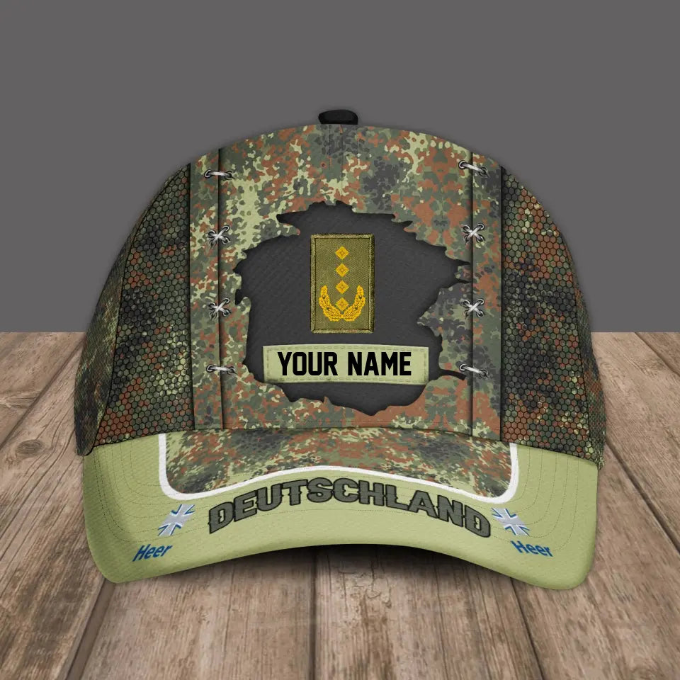 Personalized Rank And Name Germany Soldier/Veterans Camo Baseball Cap Gold Version - 3108230003