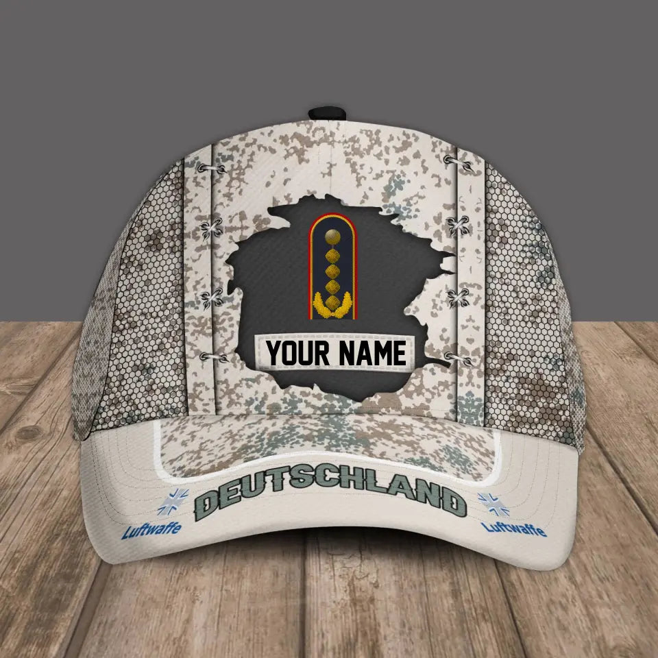 Personalized Rank And Name Germany Soldier/Veterans Camo Baseball Cap Gold Version - 1693440002
