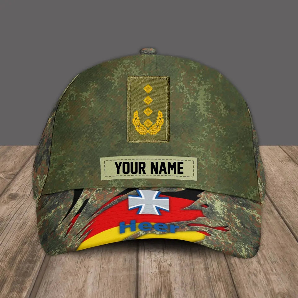 Personalized Rank And Name Germany Soldier/Veterans Camo Baseball Cap Gold Version - 1693440001