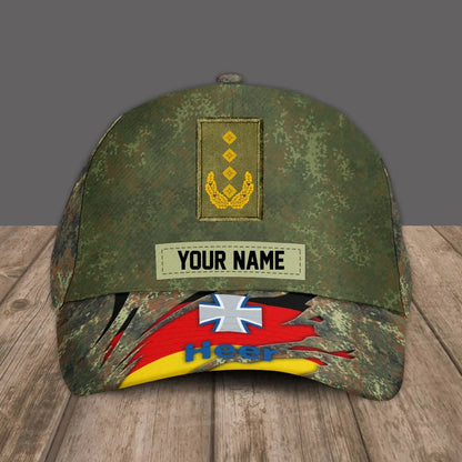 Personalized Rank And Name Germany Soldier/Veterans Camo Baseball Cap Gold Version - 1693440001