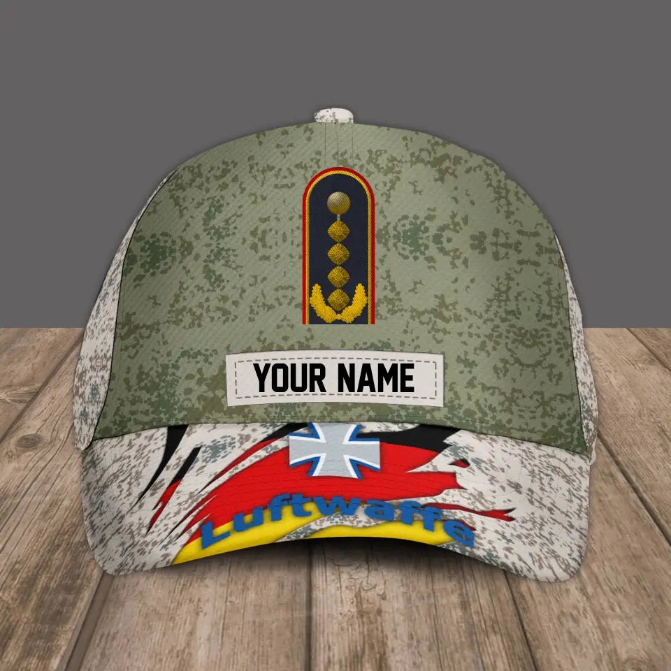 Personalized Rank And Name Germany Soldier/Veterans Camo Baseball Cap Gold Version - 1693440001