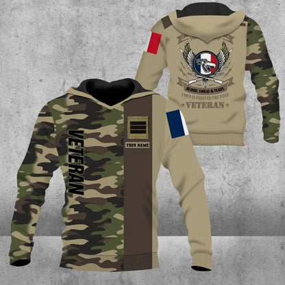 Personalized France Soldier/ Veteran Camo With Name And Rank Hoodie 3D Printed -  0509230001