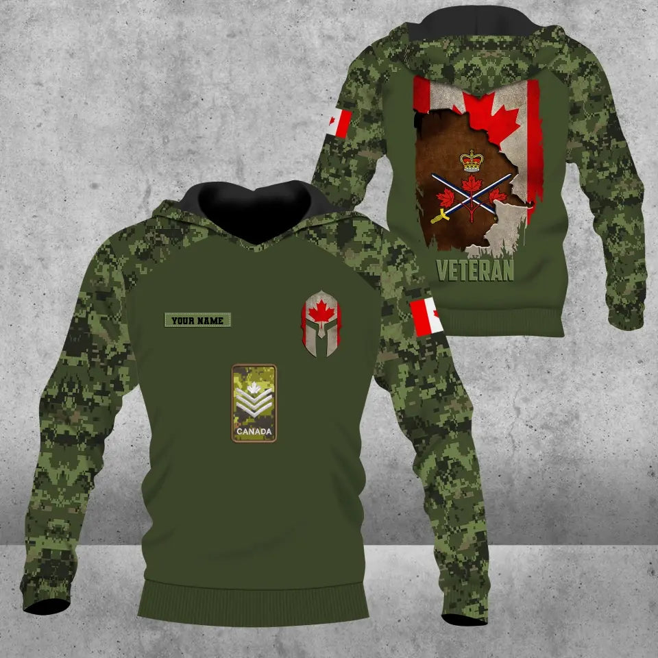 Personalized Canada Soldier/ Veteran Camo With Name And Rank Hoodie - 0106230002- D04