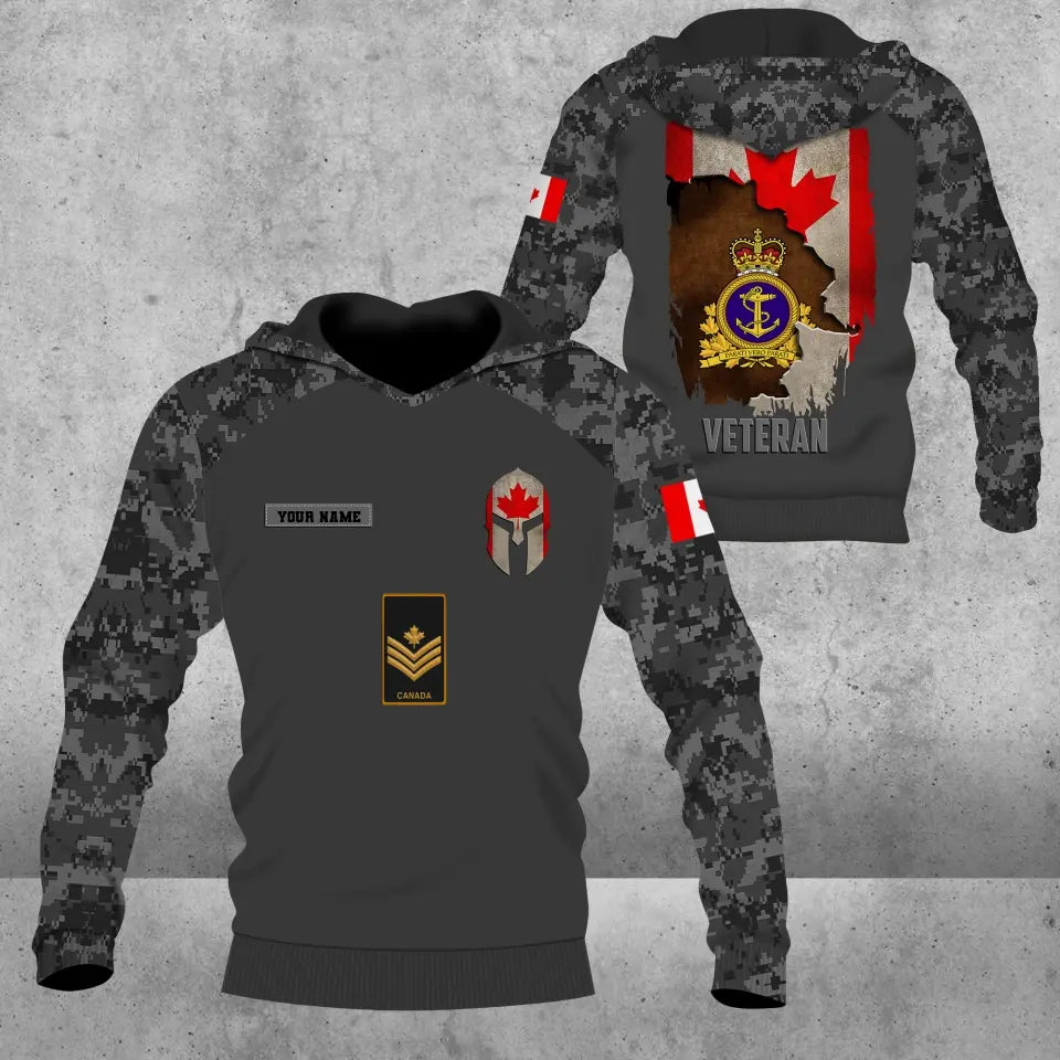 Personalized Canada Soldier/ Veteran Camo With Name And Rank Hoodie - 0106230002- D04