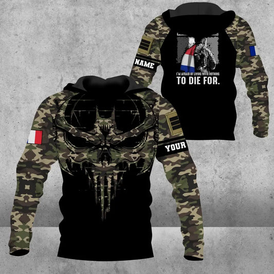 Personalized France Soldier/ Veteran Camo With Name And Rank Hoodie 3D Printed -  0609230001