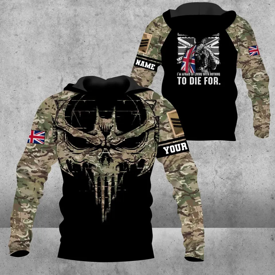 Personalisierter Kapuzenpullover mit Camouflage-Muster für britische Soldaten/Veteranen mit Namen und Rang, 3D-Druck – 0609230001