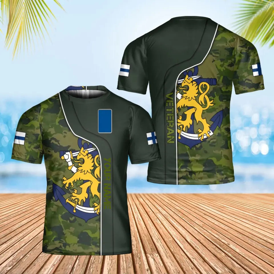 Personalized Finland Soldier/ Veteran Camo With Name And Rank T-Shirt 3D Printed - 0402240002