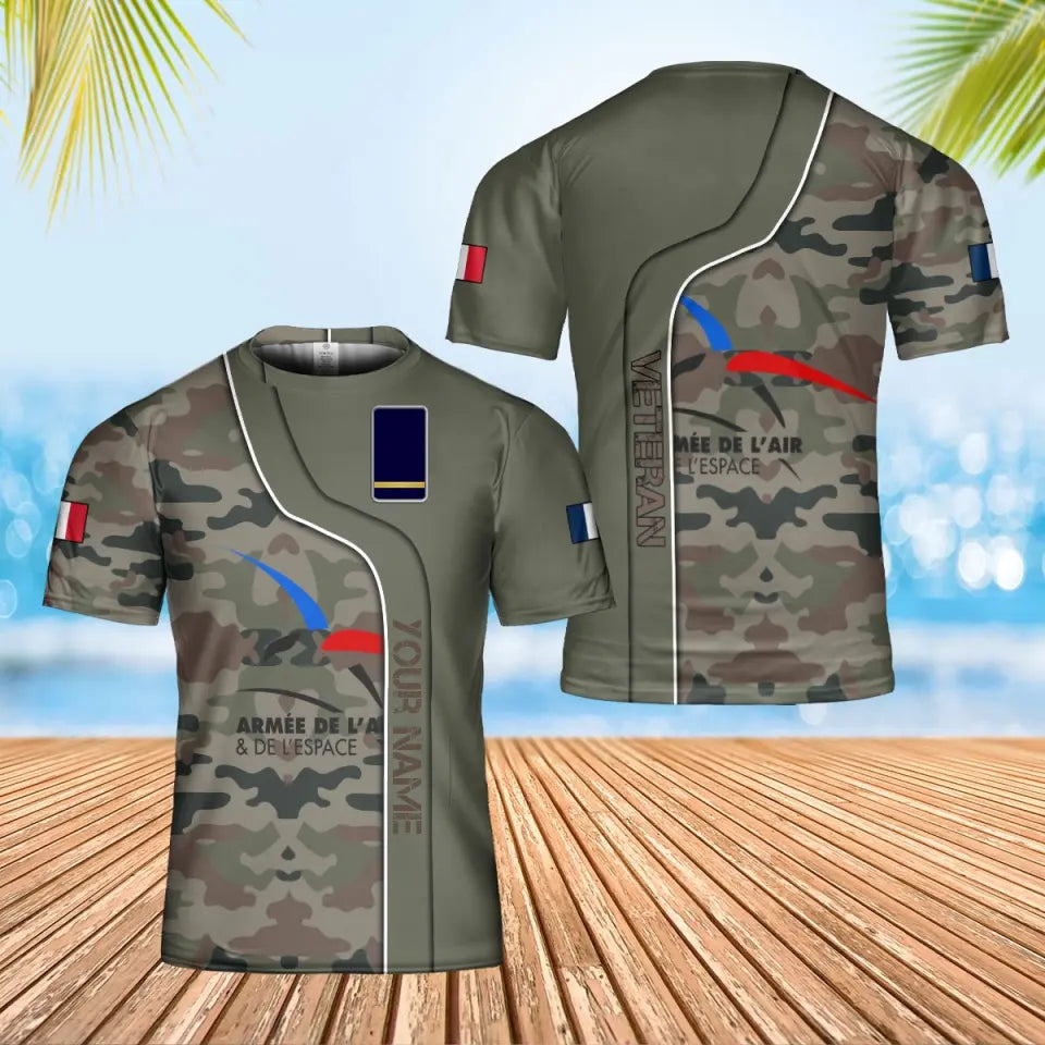 Personalized France Soldier/ Veteran Camo With Name And Rank T-Shirt 3D Printed - 0602240001