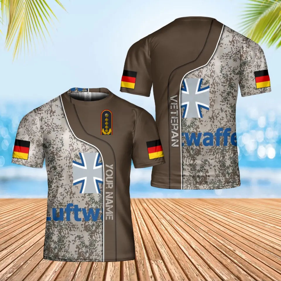 Personalized Germany Soldier/ Veteran Camo With Name And Rank T-Shirt 3D Printed - 17068320