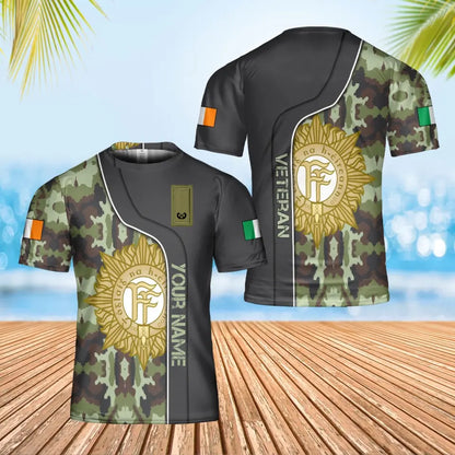 Personalisiertes irisches Soldaten-/Veteranen-T-Shirt im Camouflage-Stil mit Namen und Rang, 3D-Druck – 0502240003