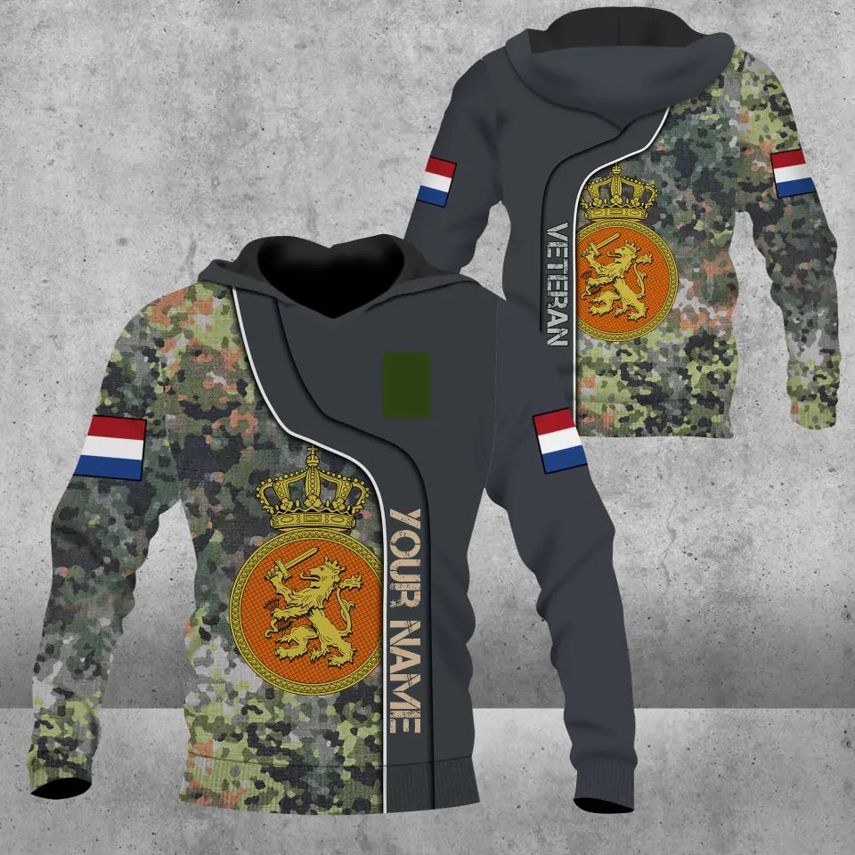 Personalized Netherlands Soldier/ Veteran Camo With Name And Rank Hoodie 3D Printed - 0809230001