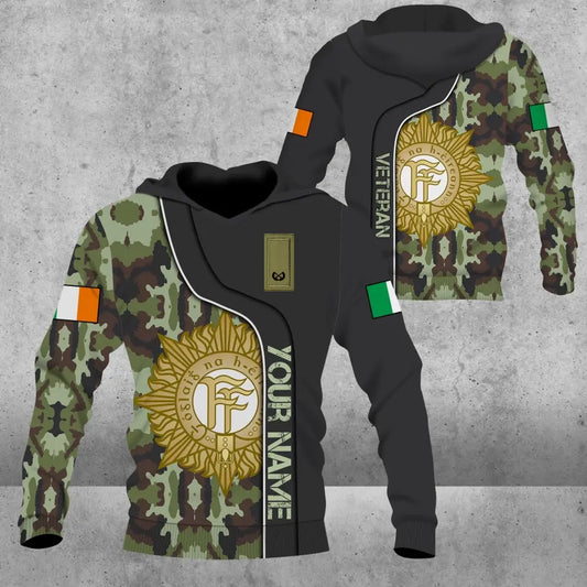 Personalized Ireland Soldier/ Veteran Camo With Name And Rank Hoodie 3D Printed - 0809230001