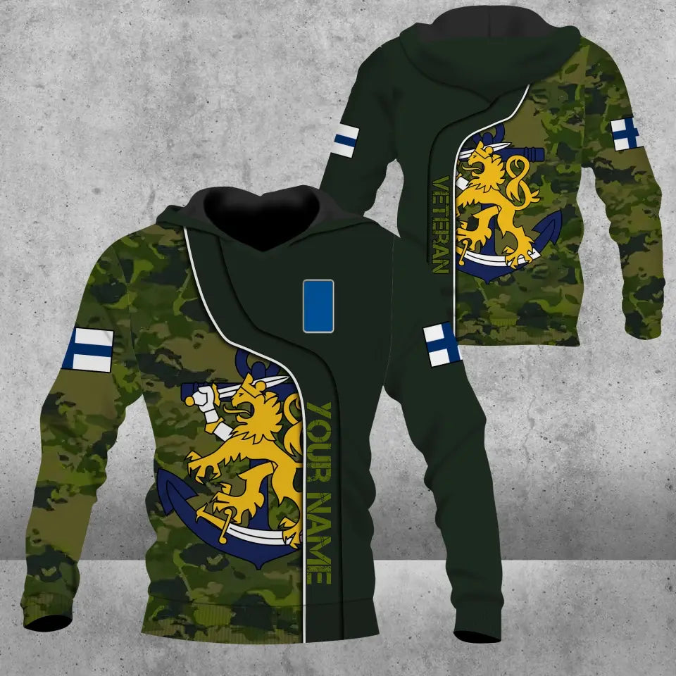 Personalized Finland Soldier/ Veteran Camo With Name And Rank Hoodie 3D Printed - 0809230001