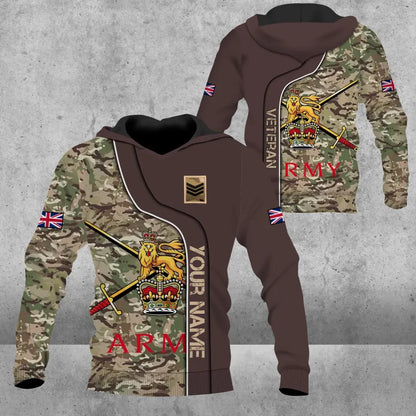 Personalisierter Kapuzenpullover mit Camouflage-Muster für britische Soldaten/Veteranen mit Namen und Rang, 3D-Druck – 0809230001