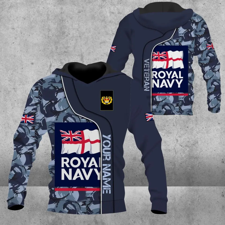 Personalisierter Kapuzenpullover mit Camouflage-Muster für britische Soldaten/Veteranen mit Namen und Rang, 3D-Druck – 0809230001