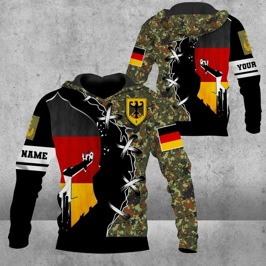 Personalized Germany Soldier/ Veteran Camo With Name And Rank Hoodie 3D Printed - 1109230001