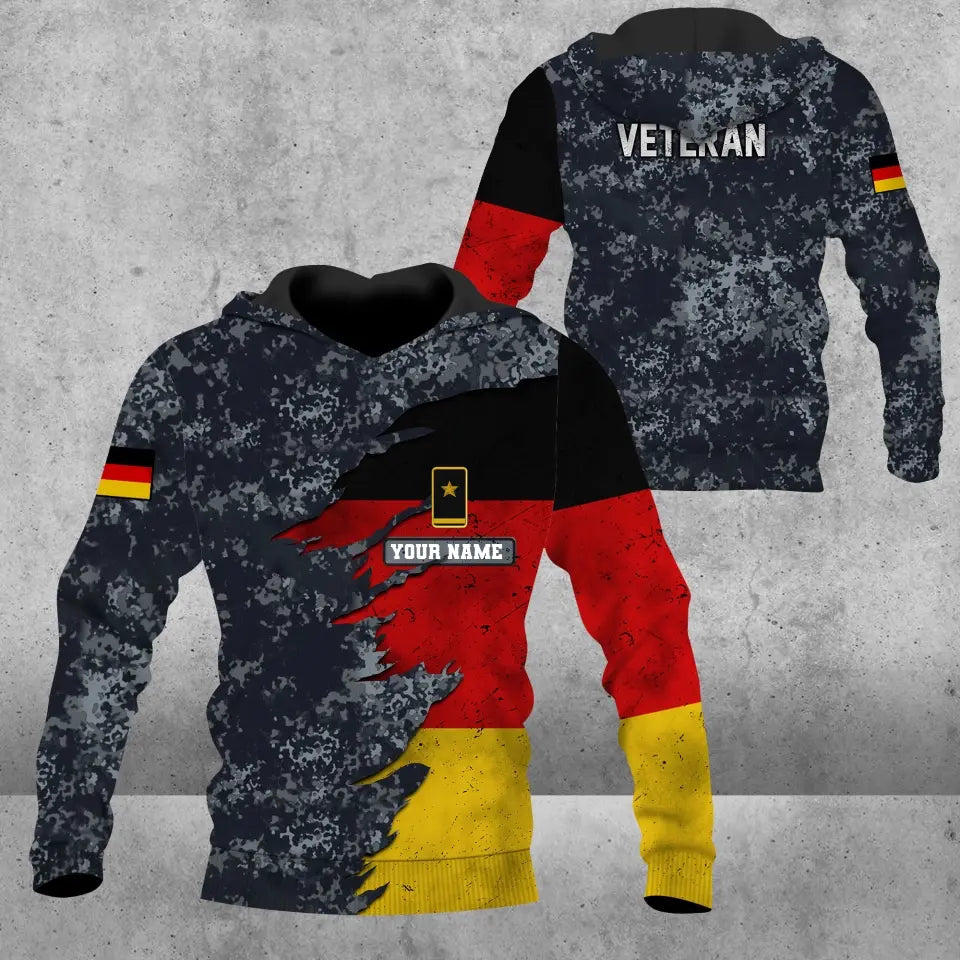 Personalized Germany Soldier/ Veteran Camo With Name And Rank Hoodie 3D Printed - 1109230003