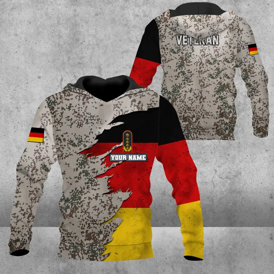 Personalized Germany Soldier/ Veteran Camo With Name And Rank Hoodie 3D Printed - 1109230003