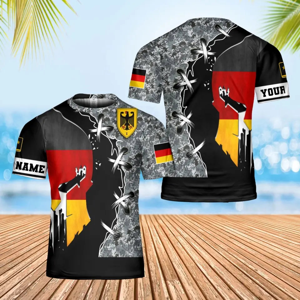 Personalized Germany Soldier/ Veteran Camo With Name And Rank T-Shirt 3D Printed - 1706918402