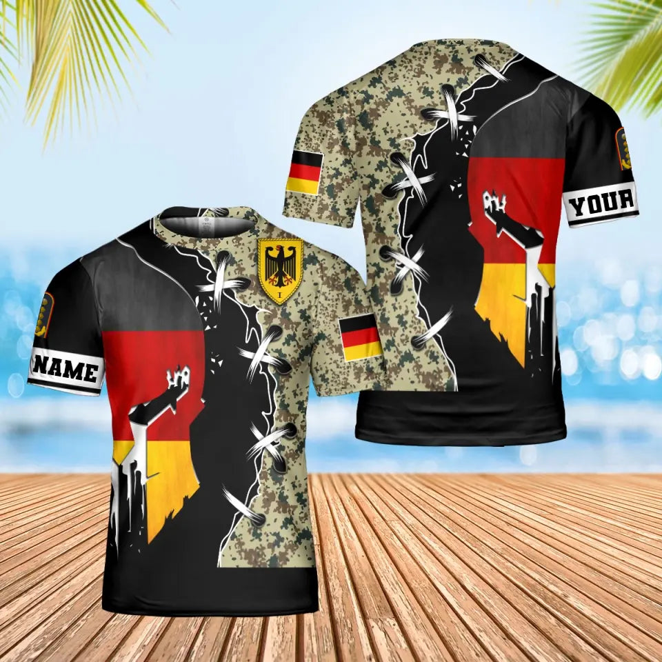 Personalized Germany Soldier/ Veteran Camo With Name And Rank T-Shirt 3D Printed - 1706918402