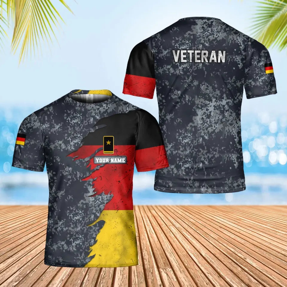 Personalized Germany Soldier/ Veteran Camo With Name And Rank T-Shirt 3D Printed - 1707004803