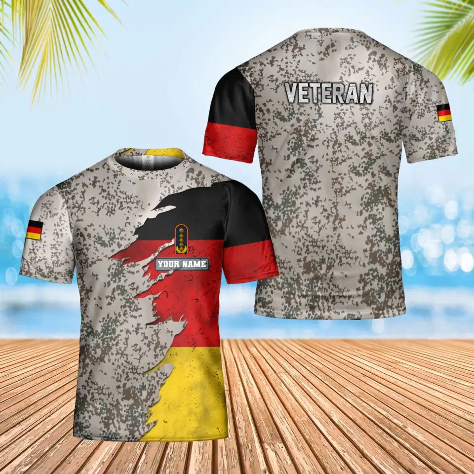 Personalized Germany Soldier/ Veteran Camo With Name And Rank T-Shirt 3D Printed - 1707004803