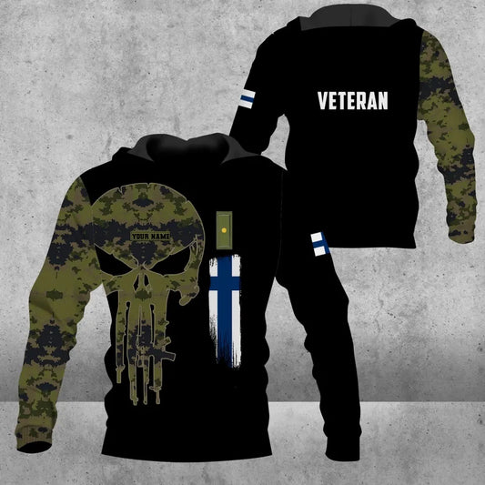 Personalized Finland Soldier/ Veteran Camo With Name And Rank Hoodie 3D Printed - 1109230001
