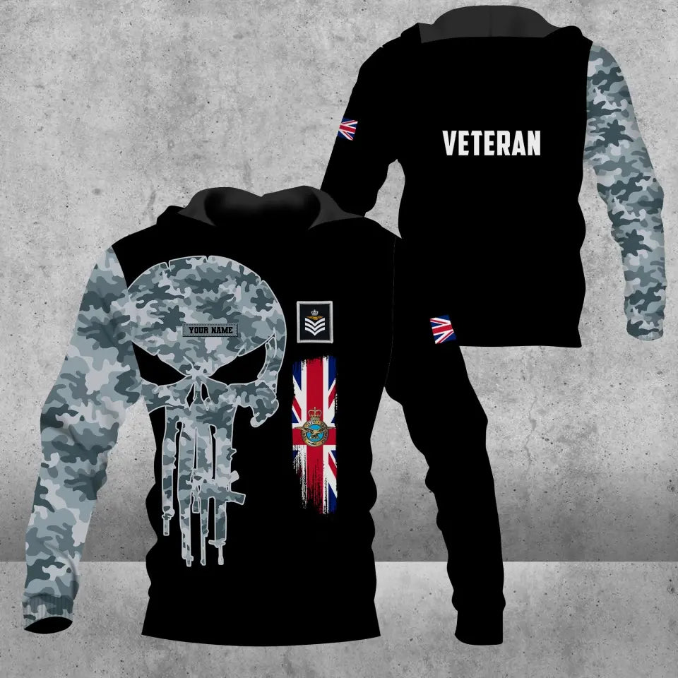 Personalisierter Kapuzenpullover mit Camouflage-Muster für britische Soldaten/Veteranen mit Namen und Rang, 3D-Druck – 1109230001