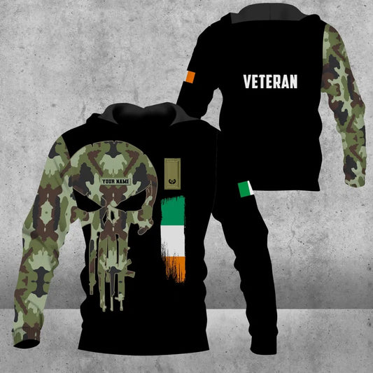 Personalized Ireland Soldier/ Veteran Camo With Name And Rank Hoodie 3D Printed - 1109230001