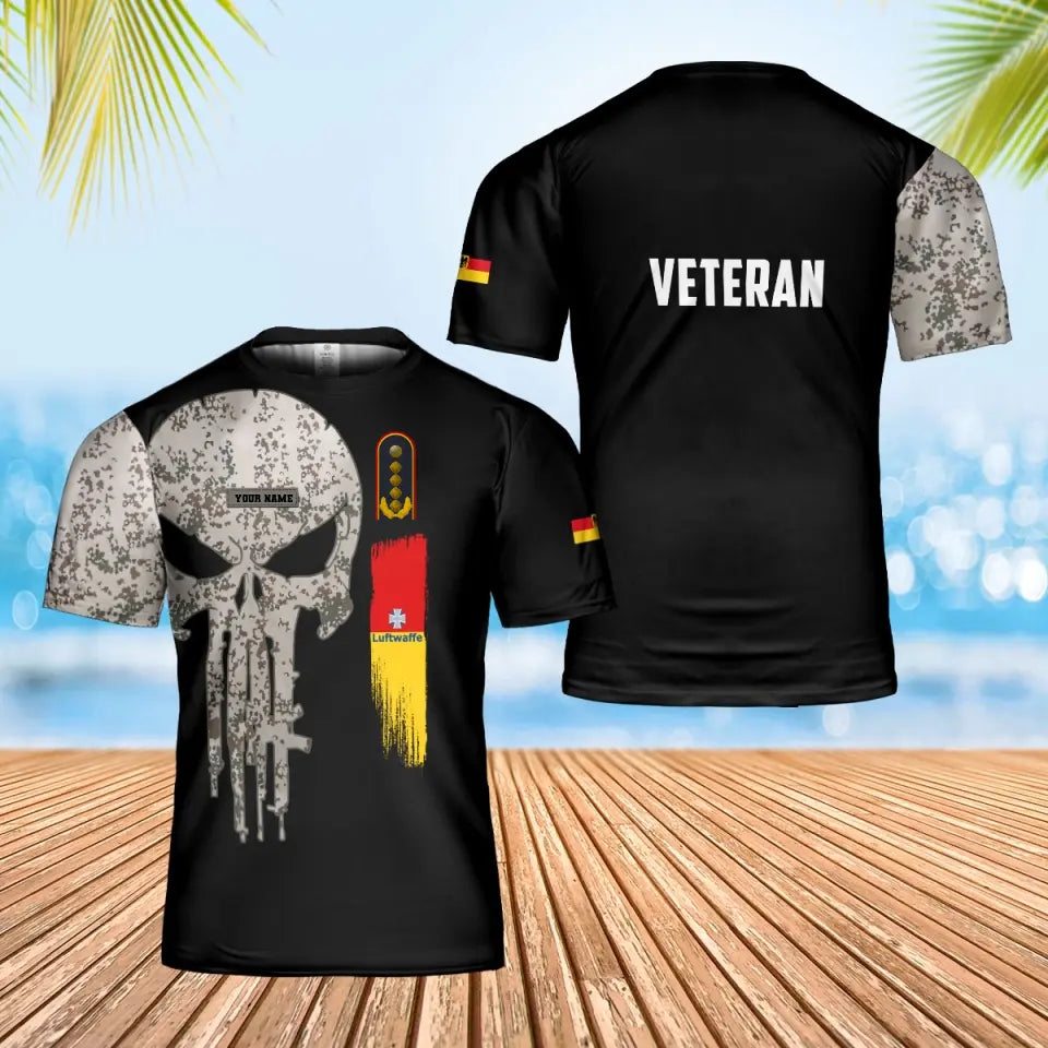 Personalisiertes T-Shirt mit Camouflage-Muster für deutsche Soldaten/Veteranen mit Namen und Rang, 3D-Druck – 0402240003
